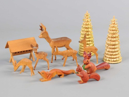 Geschnitzte rehe holztiere - rehe,